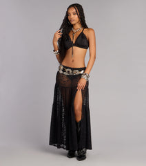 Soft Edge Sheer Lace Maxi Skirt