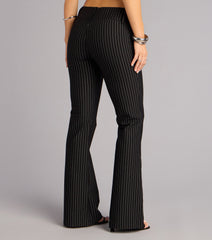 Chic And Confident Pinstripe Flared Trouser Pants