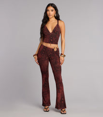 Sleek Moves Snake Print Flare Pants