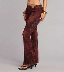 Sleek Moves Snake Print Flare Pants