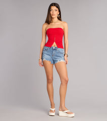 Easy Going Distressed Denim Shorts