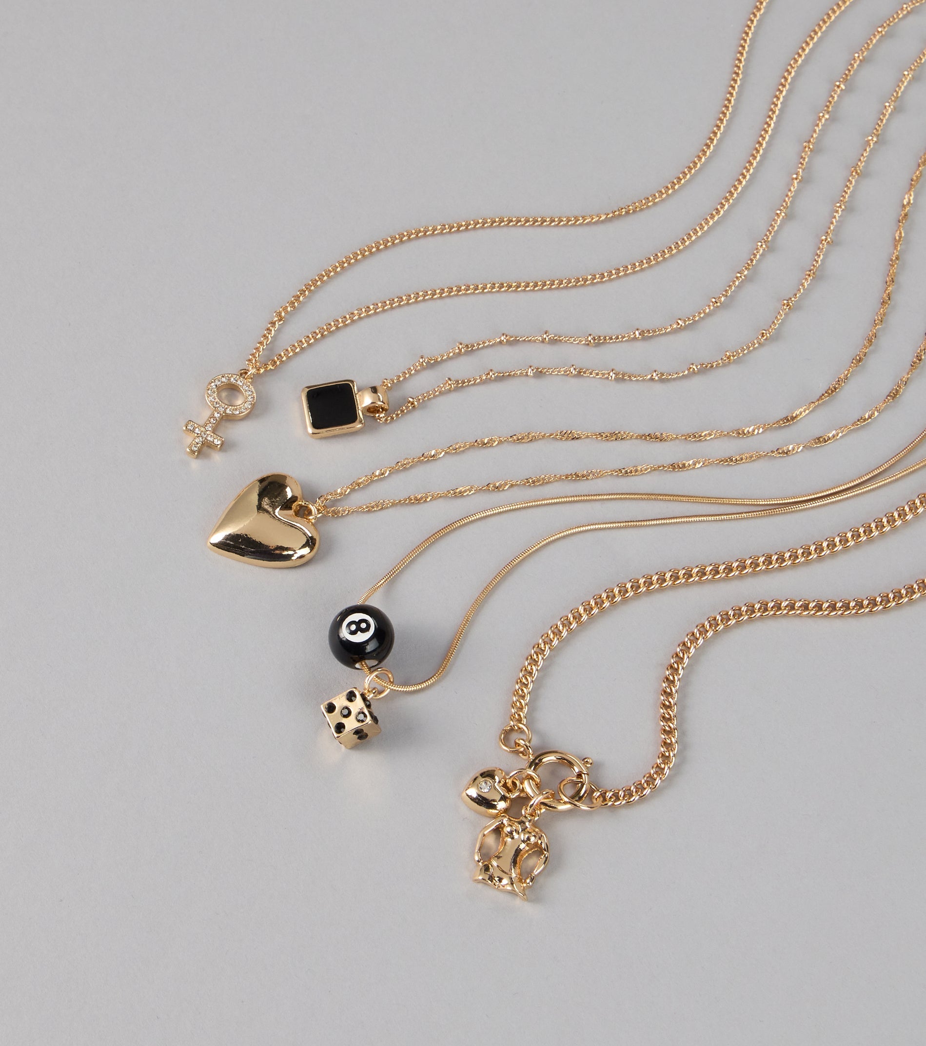 Charm Game Layered Necklace Set