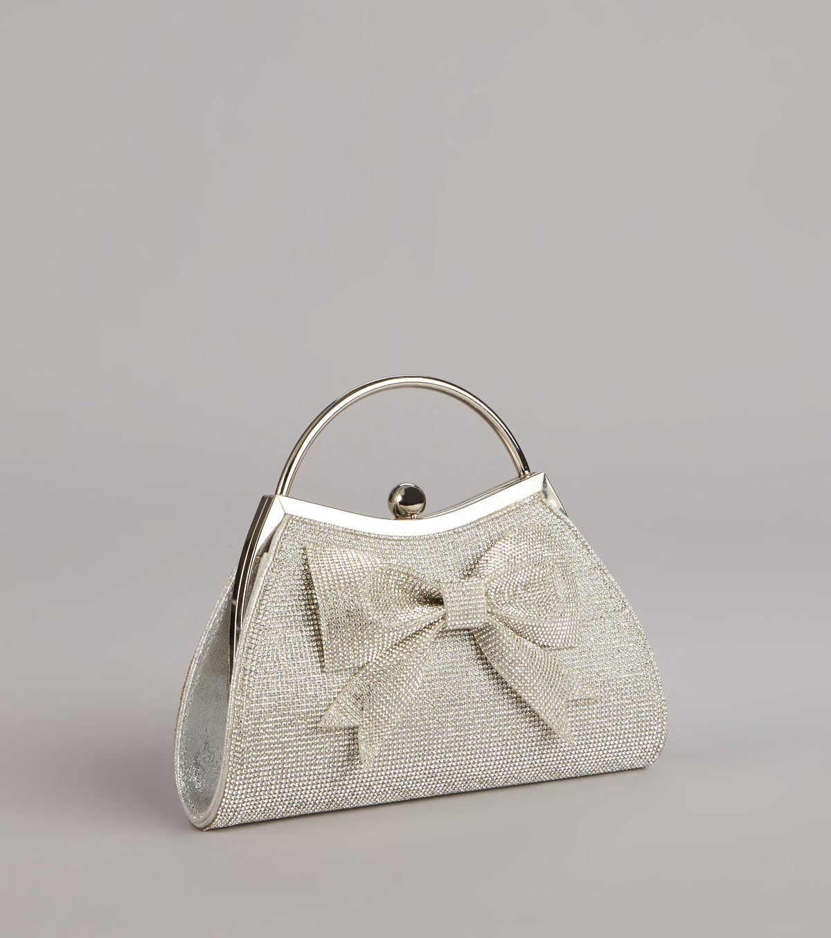 All Dressed Up Rhinestone Bow Handle Clutch