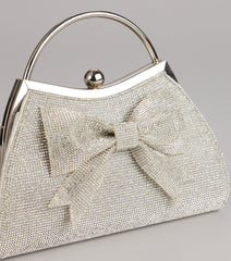 All Dressed Up Rhinestone Bow Handle Clutch