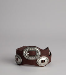 Western Cool Concho Faux Leather Belt