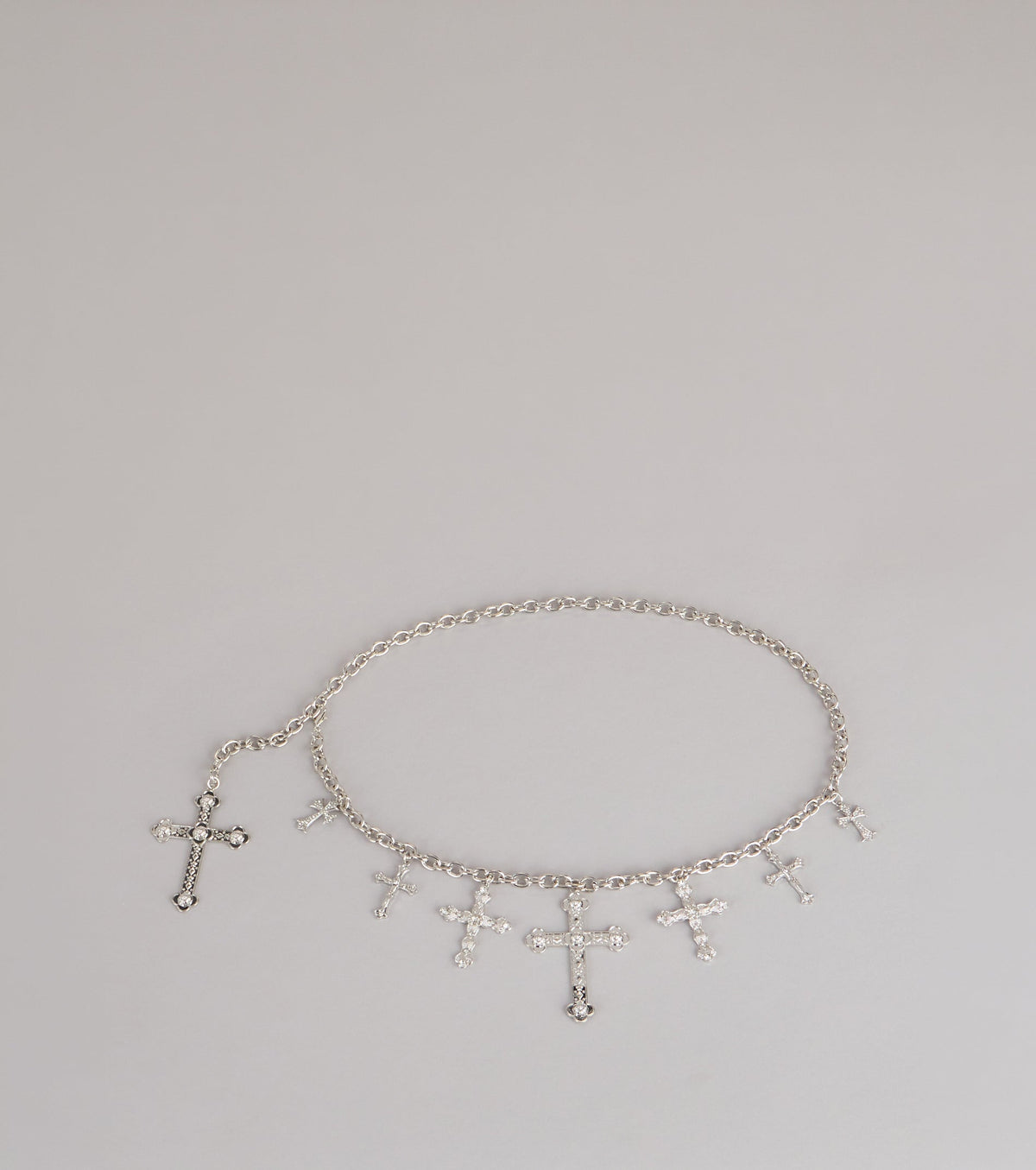 Sleek Edge Cross Charm Chain Belt