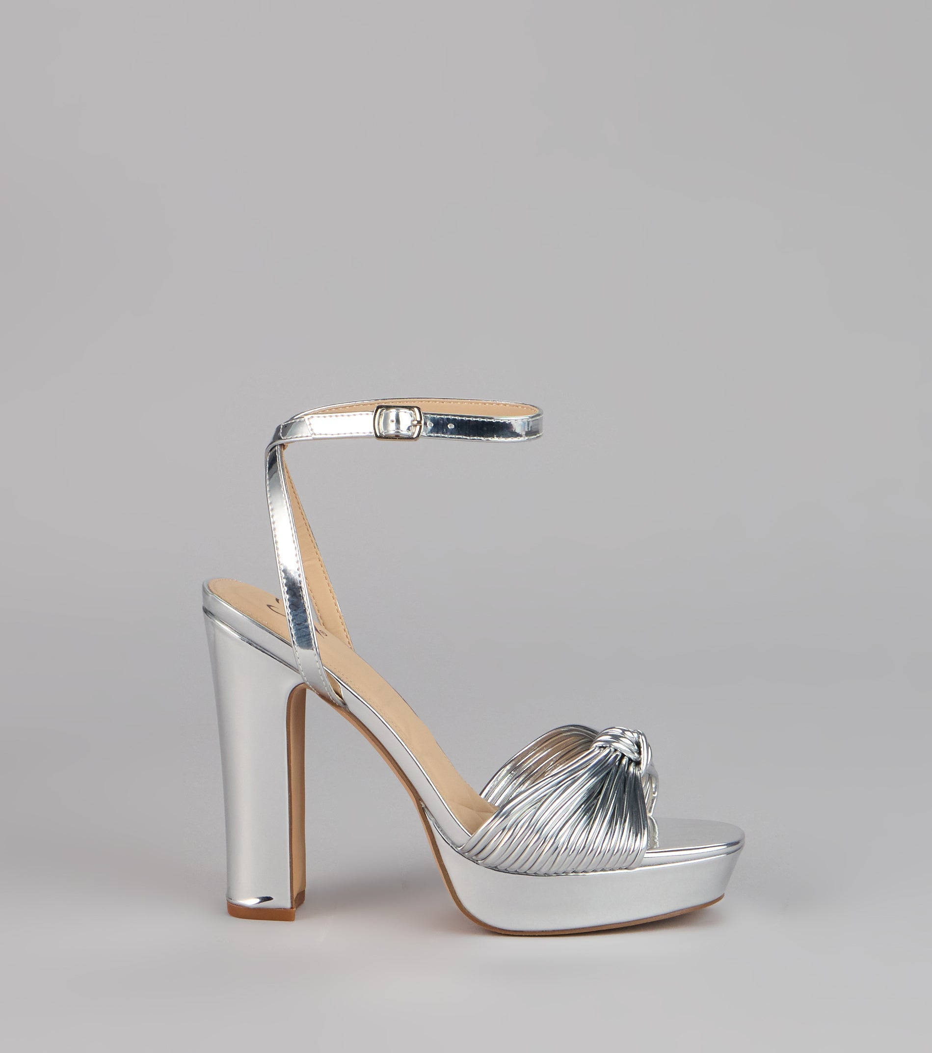 Disco Glow Metallic Knot Platform Heels