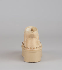Frost Mode Microsuede Stud Platform Booties