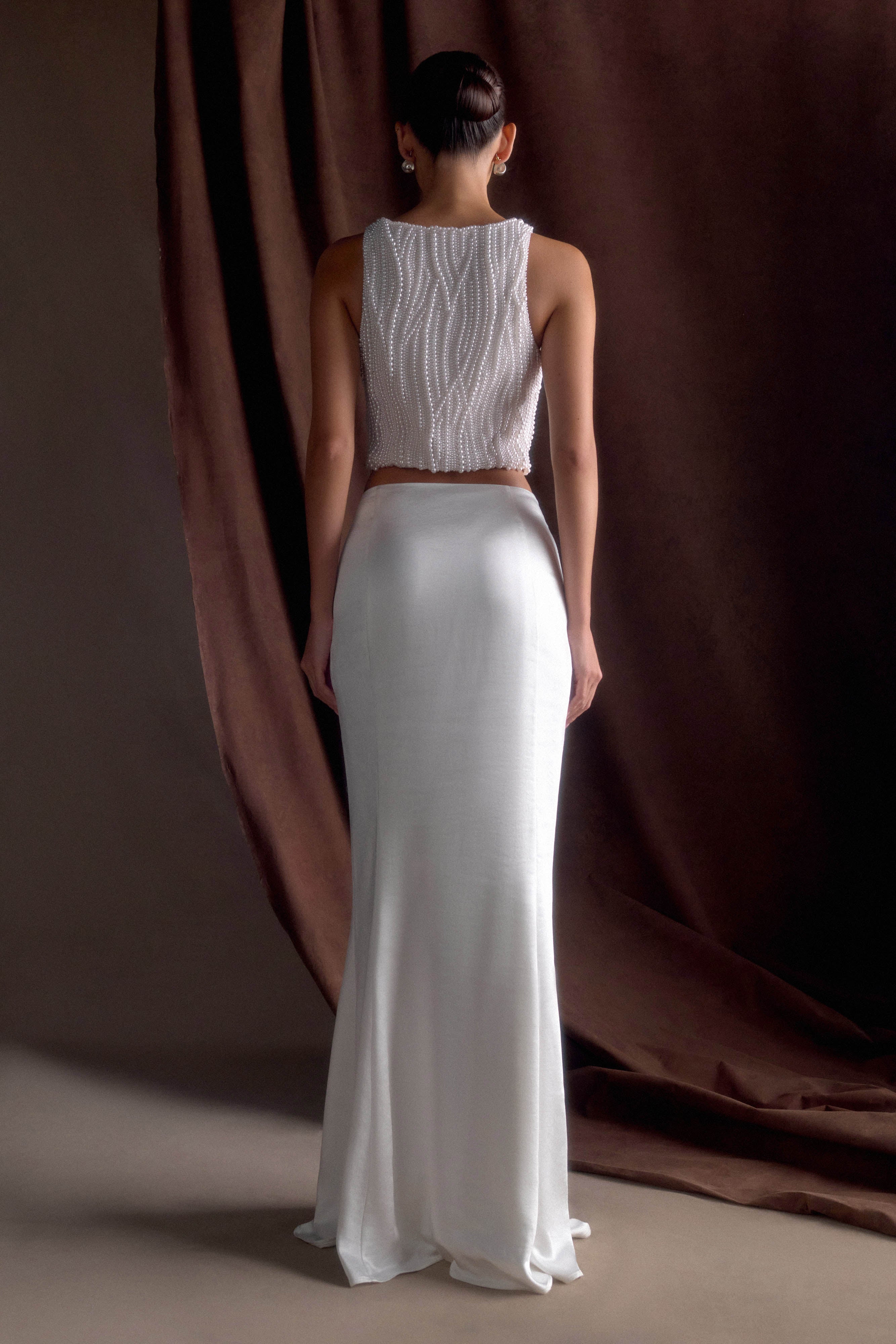 Kathia Pearl Hand Beaded Top - White