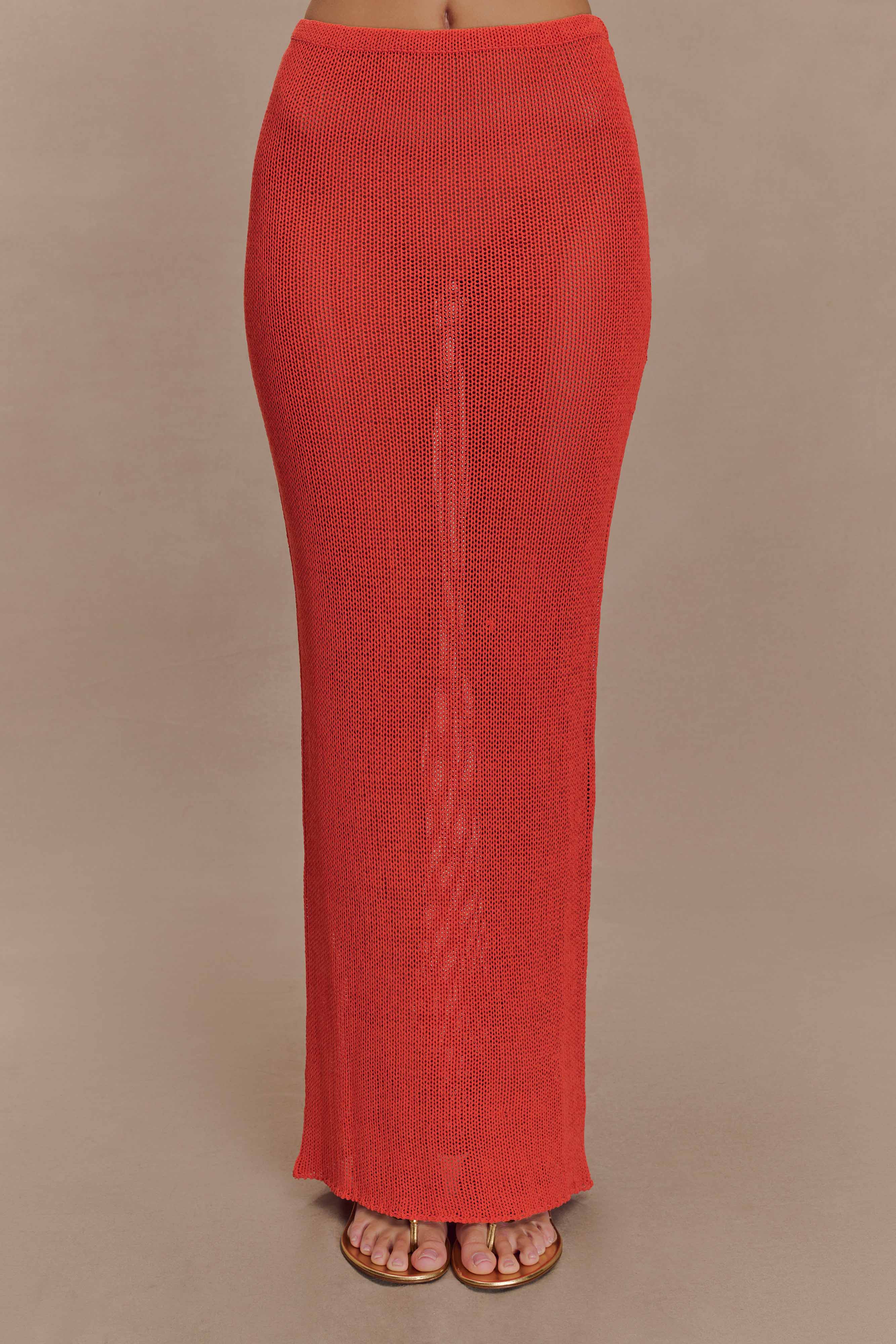 Reagan Knit Maxi Skirt - Orange