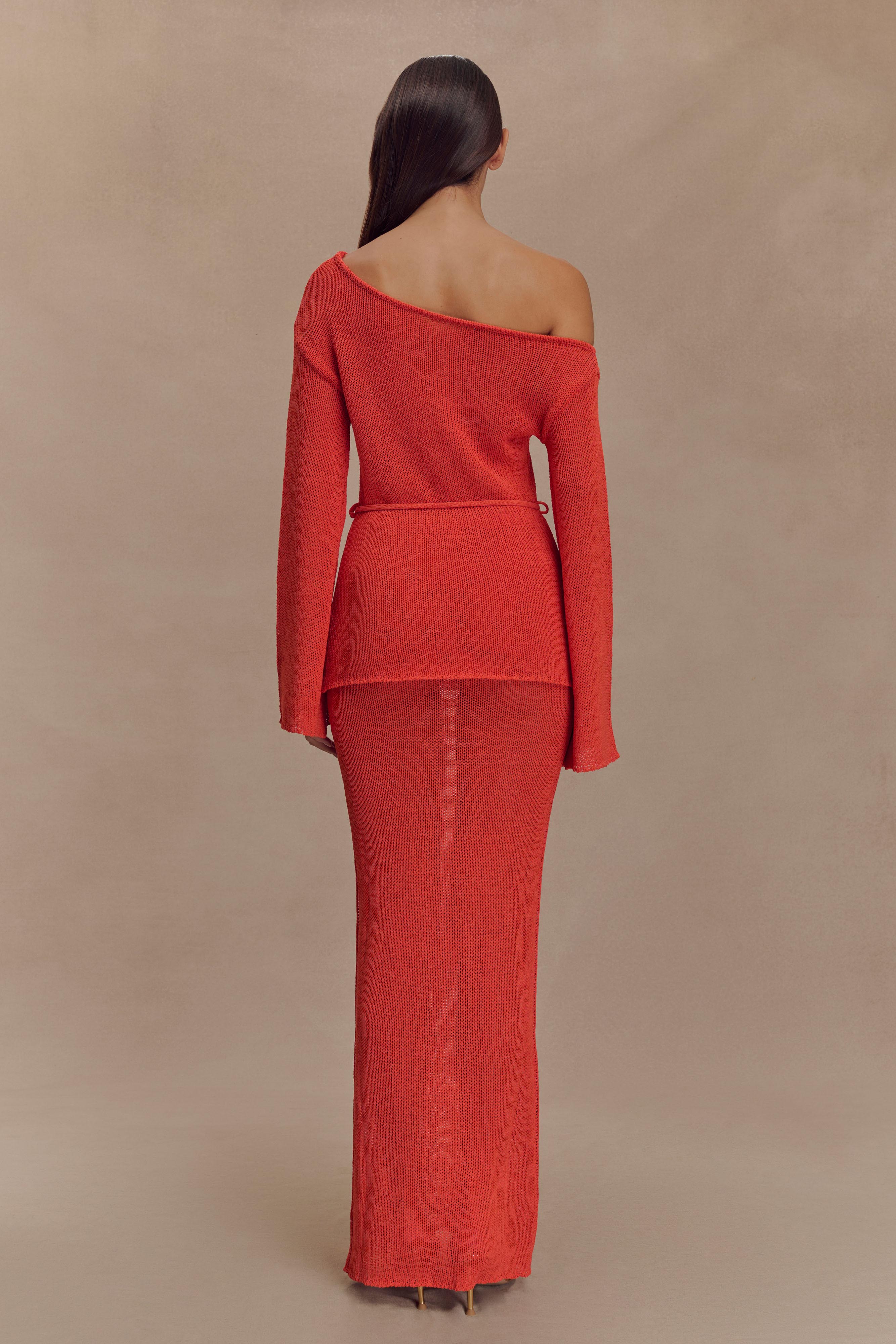 Reagan Knit Maxi Skirt - Orange
