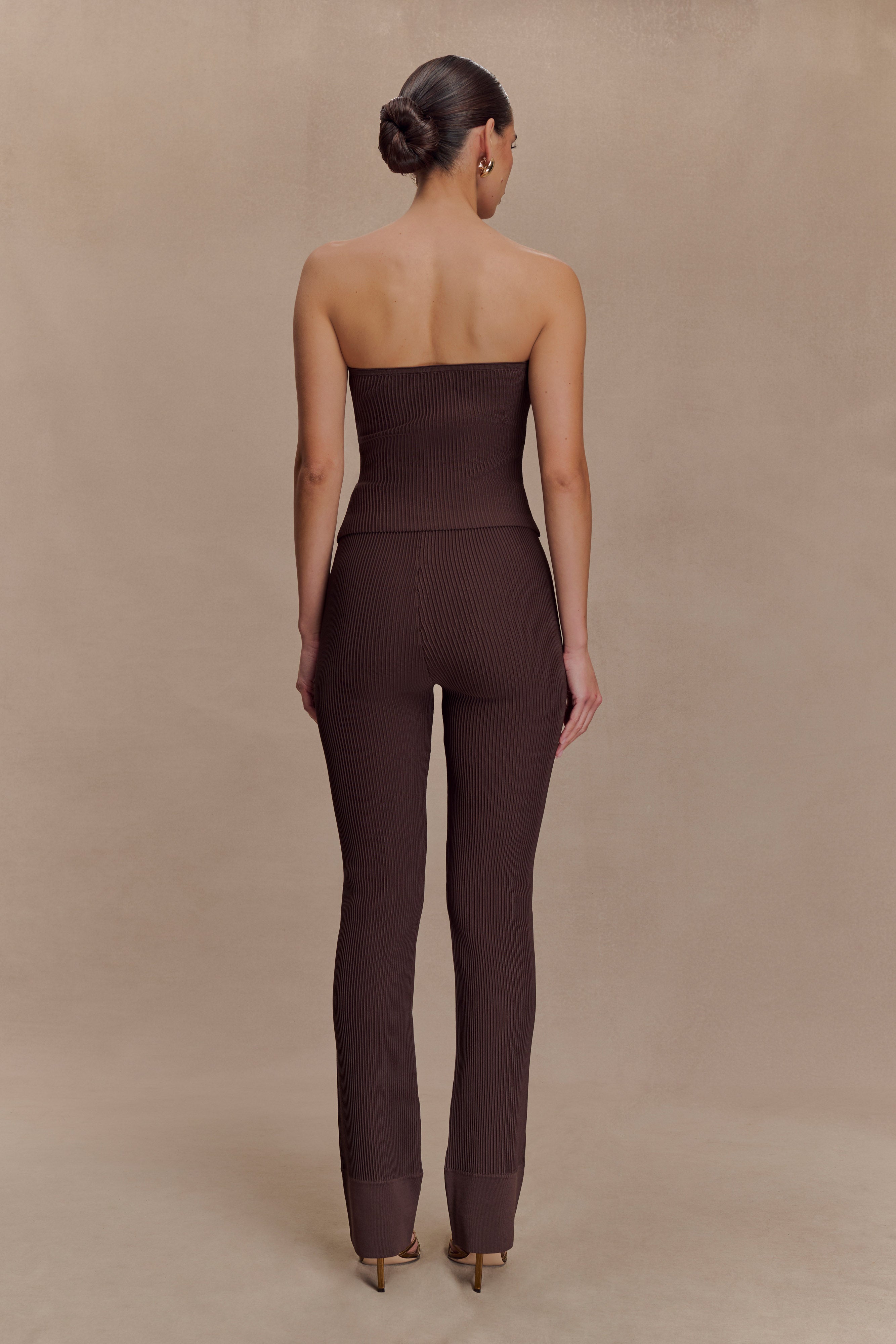 Elodie Strapless Cupped Knit Top - Chocolate