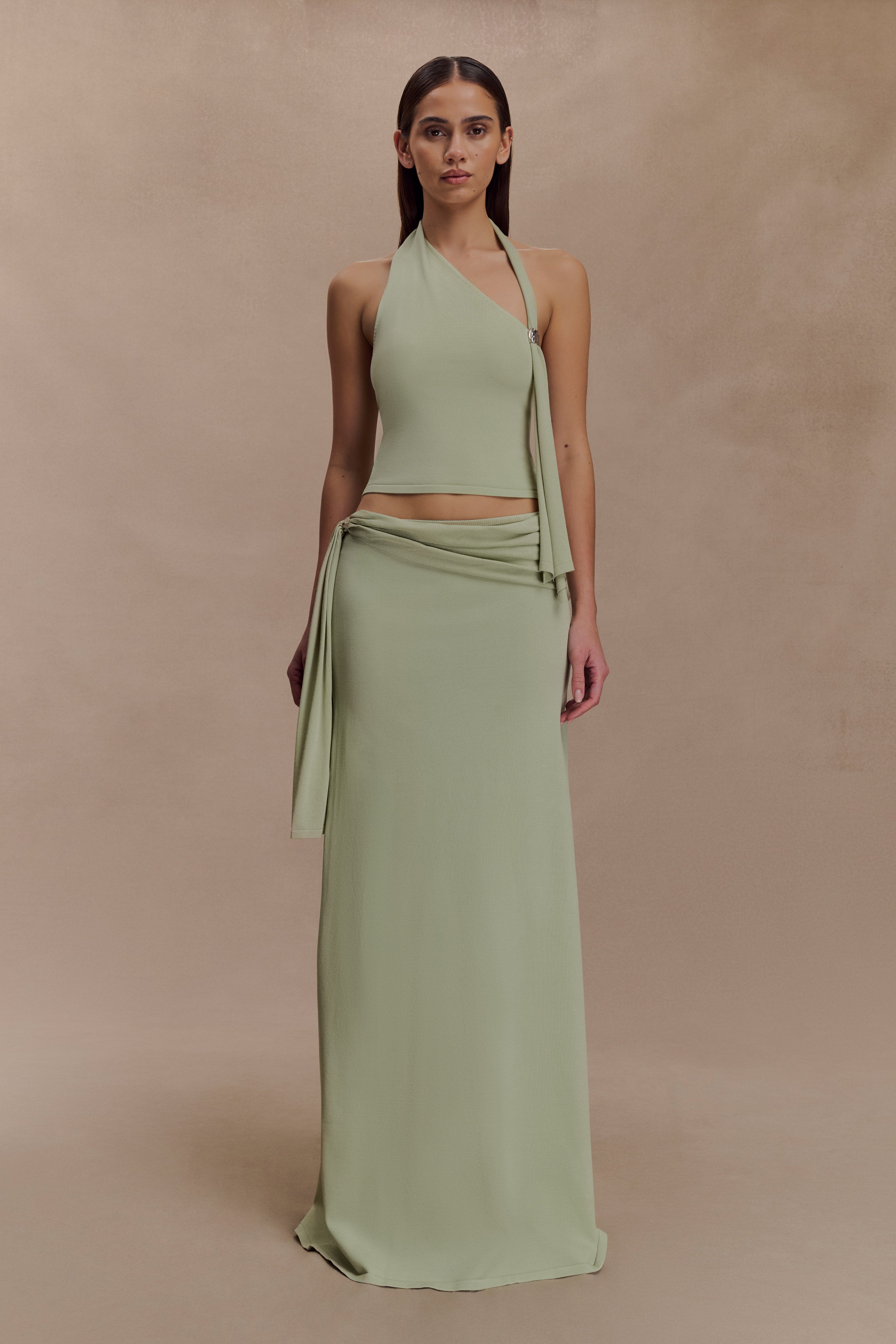 Xanthia Knit Halter Top - Pastel Green