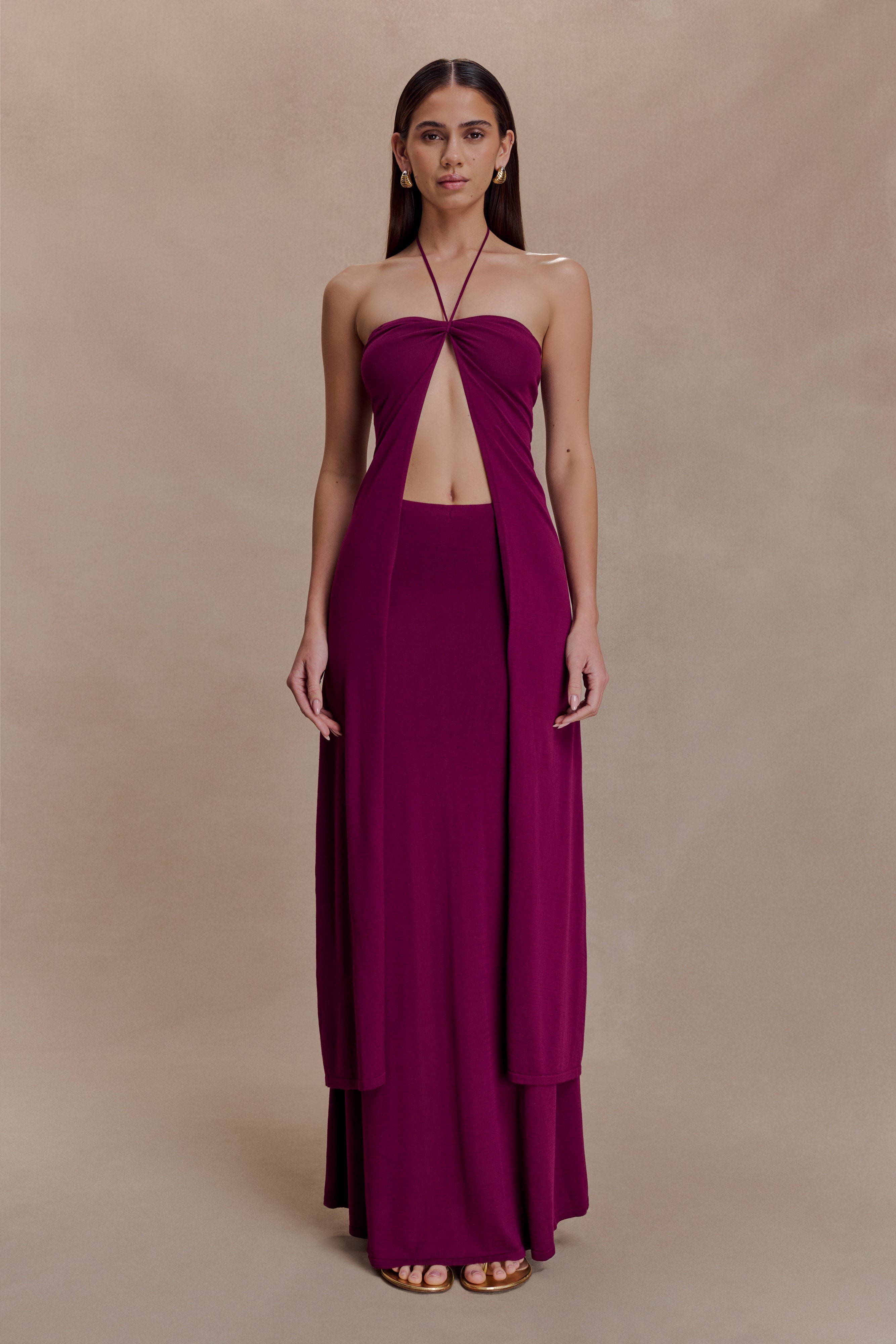 Martiena Knit Maxi Skirt - Plum