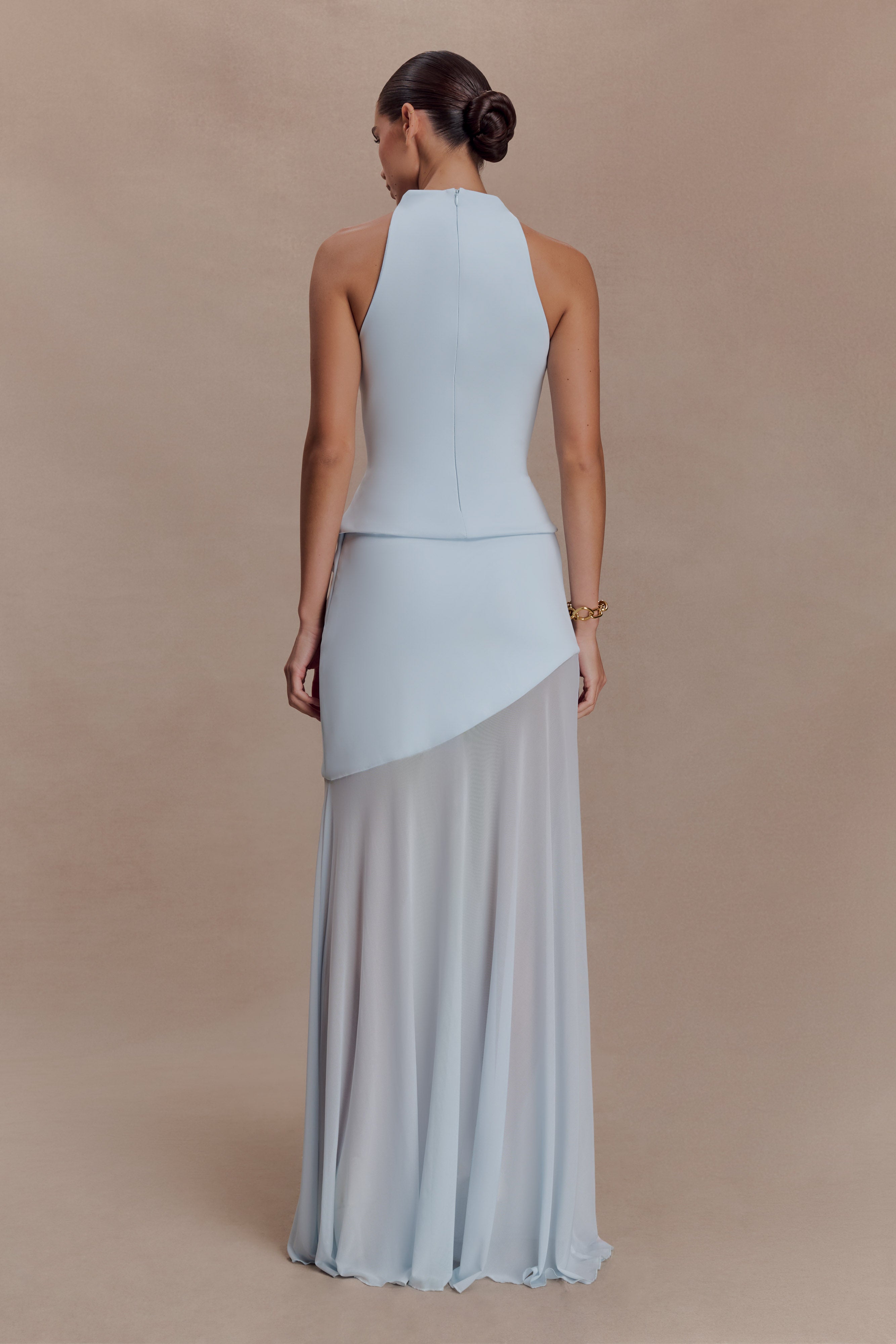 Portia Scuba Sleeveless Top - Pale Blue
