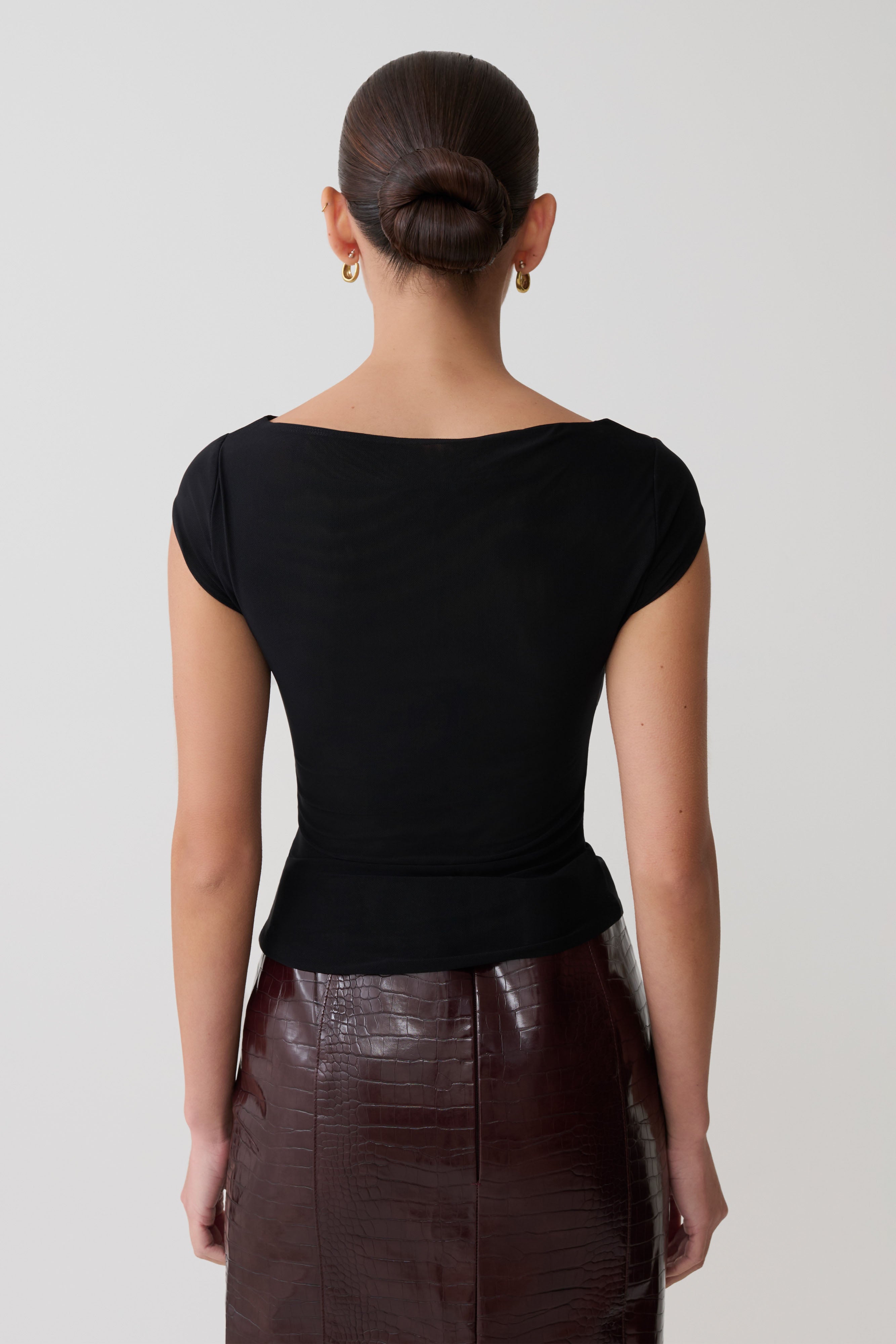 Romana Short Sleeve Mesh Top - Black
