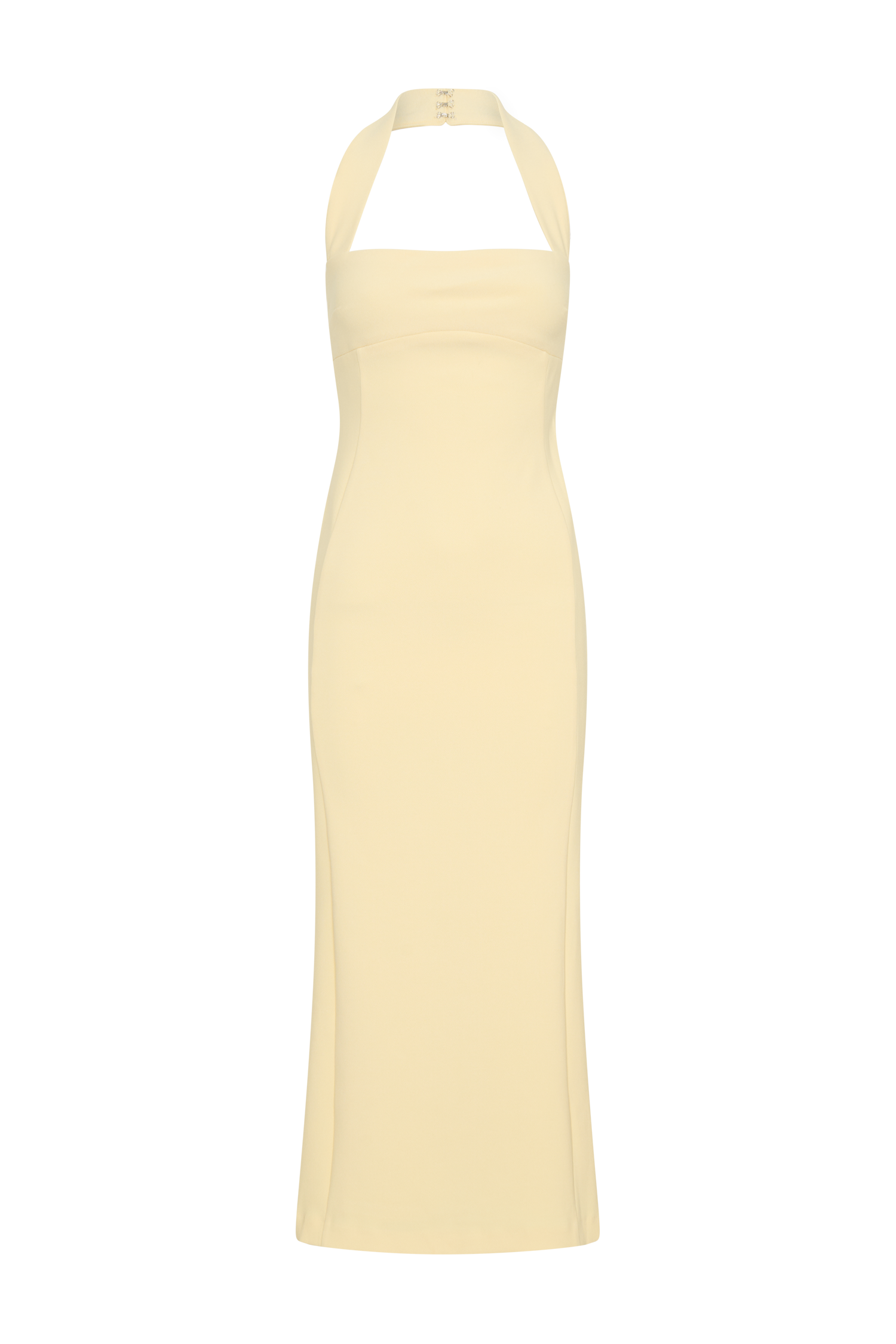 Amelita Suiting Halter Midi Dress - Pale Lemon