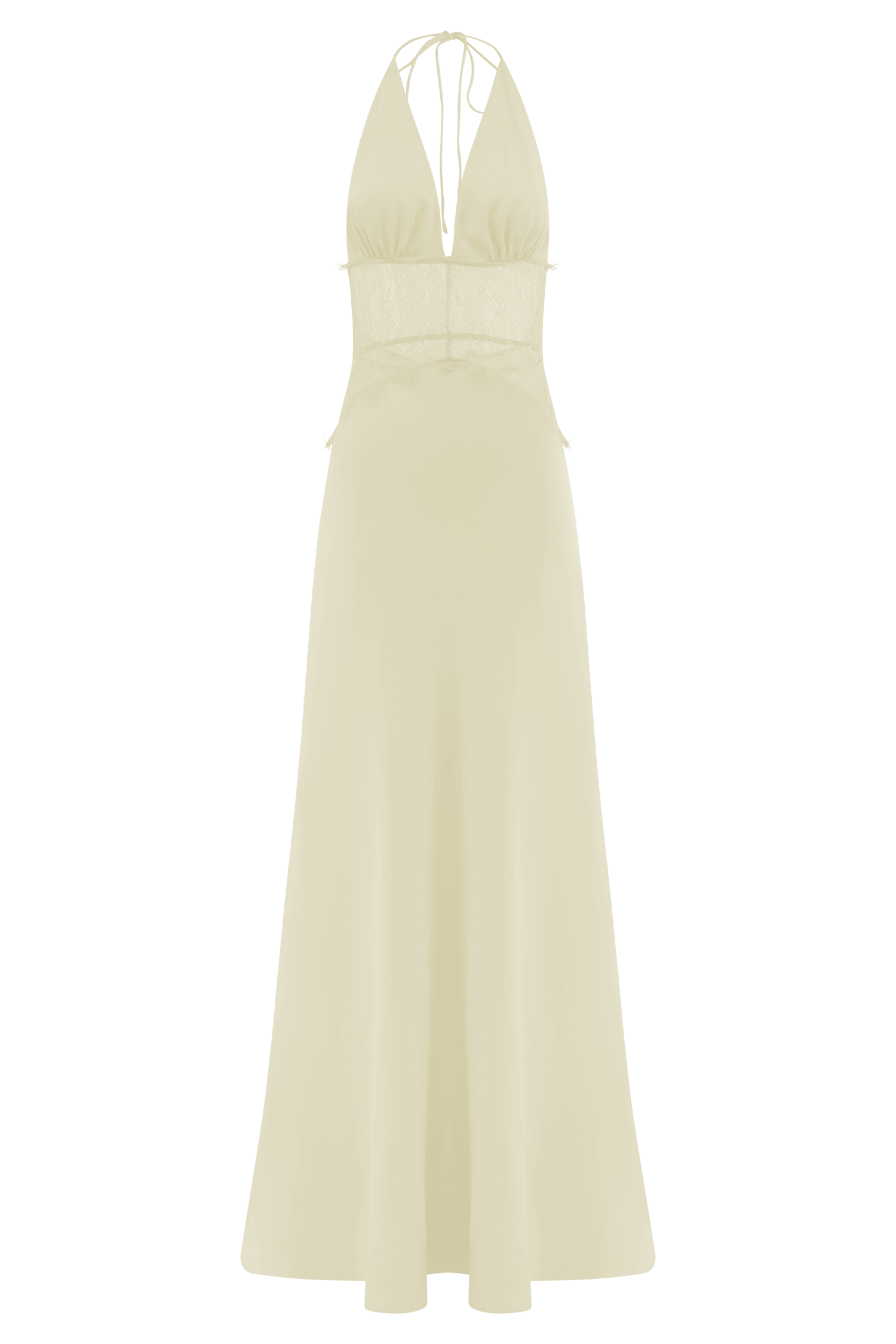Dinah Lace And Satin Maxi Dress - Lemon